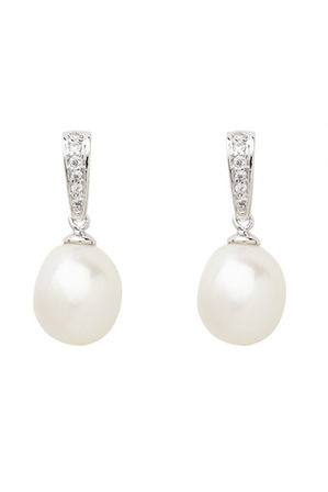  Pure Elements 8.5-9mm Cultured Freshwater Pearl Drop Earring 