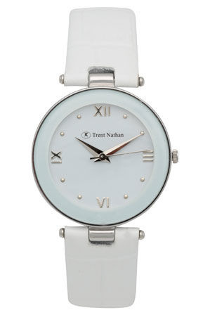  Trent Nathan White Leather Watch TNL210L3 