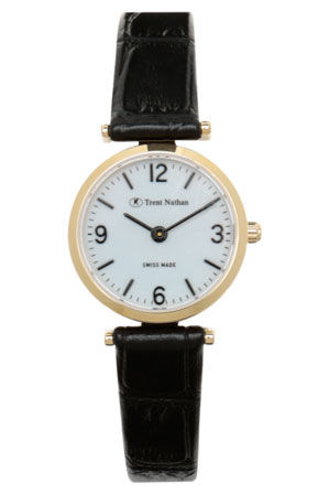  Trent Nathan Swiss Collection TS4S02L3 Gold Case Black Strap Watch 