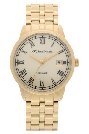  Trent Nathan Swiss Collection Gold Case Champagne Dial Watch TS4S05G1 