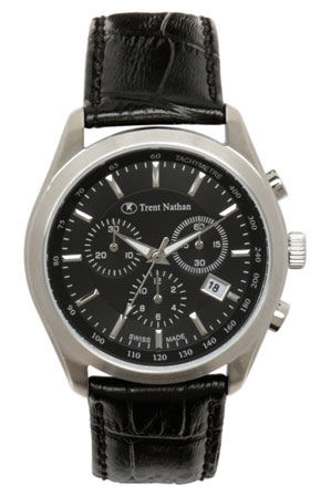  Trent Nathan Swiss Collection TS4S06G2 Silver And Black Watch 