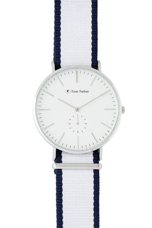  Trent Nathan TN1605G1 Slim Silver Case with Nylon Strap Watch 