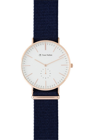  Trent Nathan TN1605G3 Slim Rose Gold Case with Nylon Strap Watch 