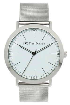  Trent Nathan TN4S05G2 Silver White Dial Mesh Watch 
