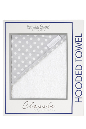  Bubba Blue Polka Dots Hooded Towel - Grey 