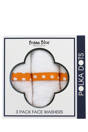 Bubba Blue New Polka Dots 3 Pack Face Washer - Orange 