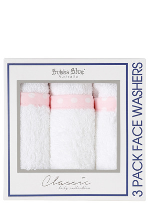  Bubba Blue Polka Dots 3 Pack Face Washers - Pink 