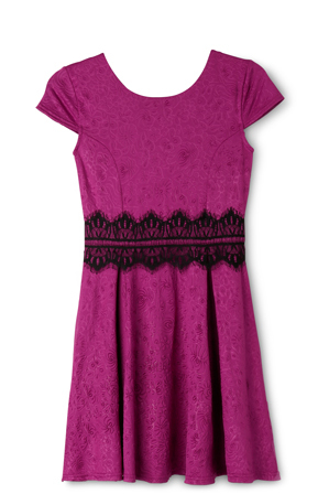  Origami Textured Knit Dress With Lace 9-16 