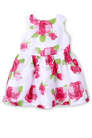  Origami Organza Check Dress With Rose Print 0-2 