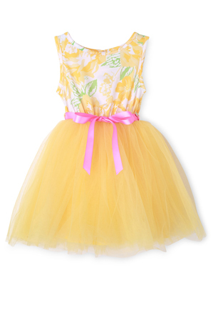  Origami Yellow Floral Tutu Dress 0-2 