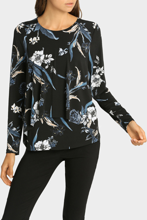  Tokito Flounce Front Double Layer Long Sleeve Top 