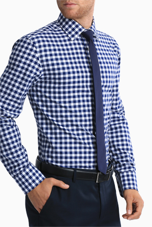  Boston Brothers Gingham Business Shirt 