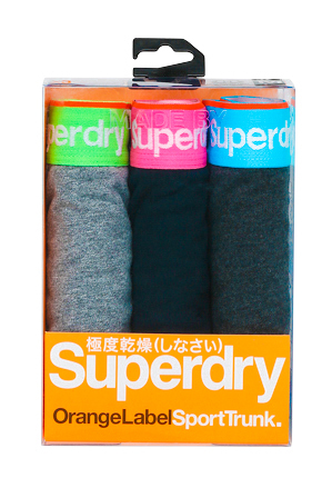  Superdry Superdry Orange Label Trunk 3 Pk Black/Grey Marle 