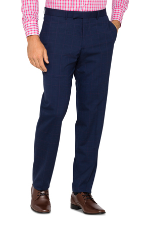  Pierre Cardin Pierre Cardin Slim Fit - Blue Check Wool Blend Suit Trouser 