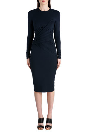 Donna Karan Long Sleeve Ruched Dress 
