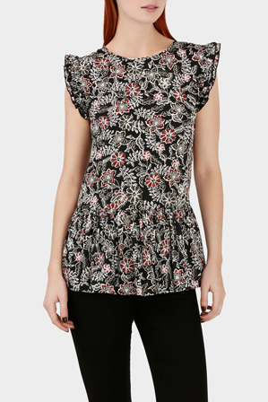  Piper Frill Sleeve Print Top 