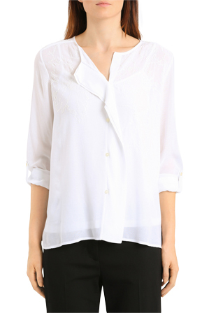  DKNY Pure Long Sleeve Shirt with Drape and Sequins 