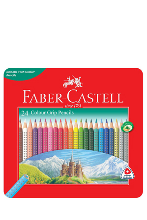  Faber Castell Grip Colour Pencils 24 Pack Tin 