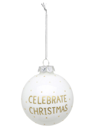  Vue Mode Celebrate Christmas White Glass Ball with Glitter Dot Gold 
