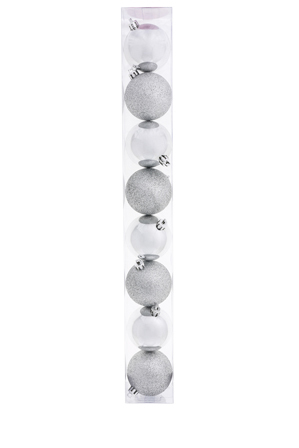  Vue Jingle Bells 8 pc Shatterproof Ball Glitter/Shiny 6cm: Silver 
