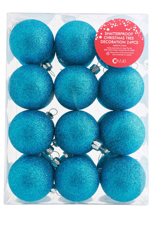  Vue Jingle Bells 24 piece shatterproof ball glitter: 4.8cm: Blue 