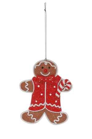  Vue Jingle Bells Clay Dough Gingerbread Man with Candy Cane 