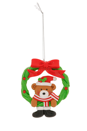  Vue Jingle Bells Clay Dough Bear in Wreath 