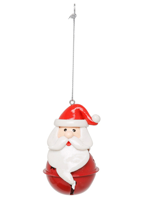  Vue Jingle Bells Clay Dough Santa on Metal Bell in Red 