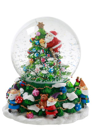  Vue Jingle Bells Musical Waterglobe with Santa, Tree & Elves: 10cm 
