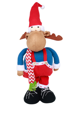  Vue Jingle Bells Standing Extendable Leg Reindeer in Overalls 