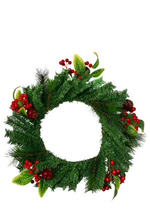  Vue Jingle Bells Apples and Berries Pine Wreath 50cm 