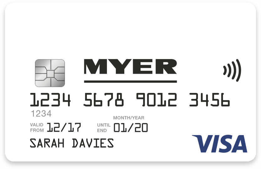 Myer Online Navigation creditcard