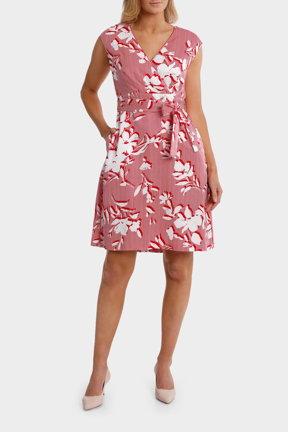 trent dress Stripe Sleeve Floral Fitted Cap   Nathan Trent Dress